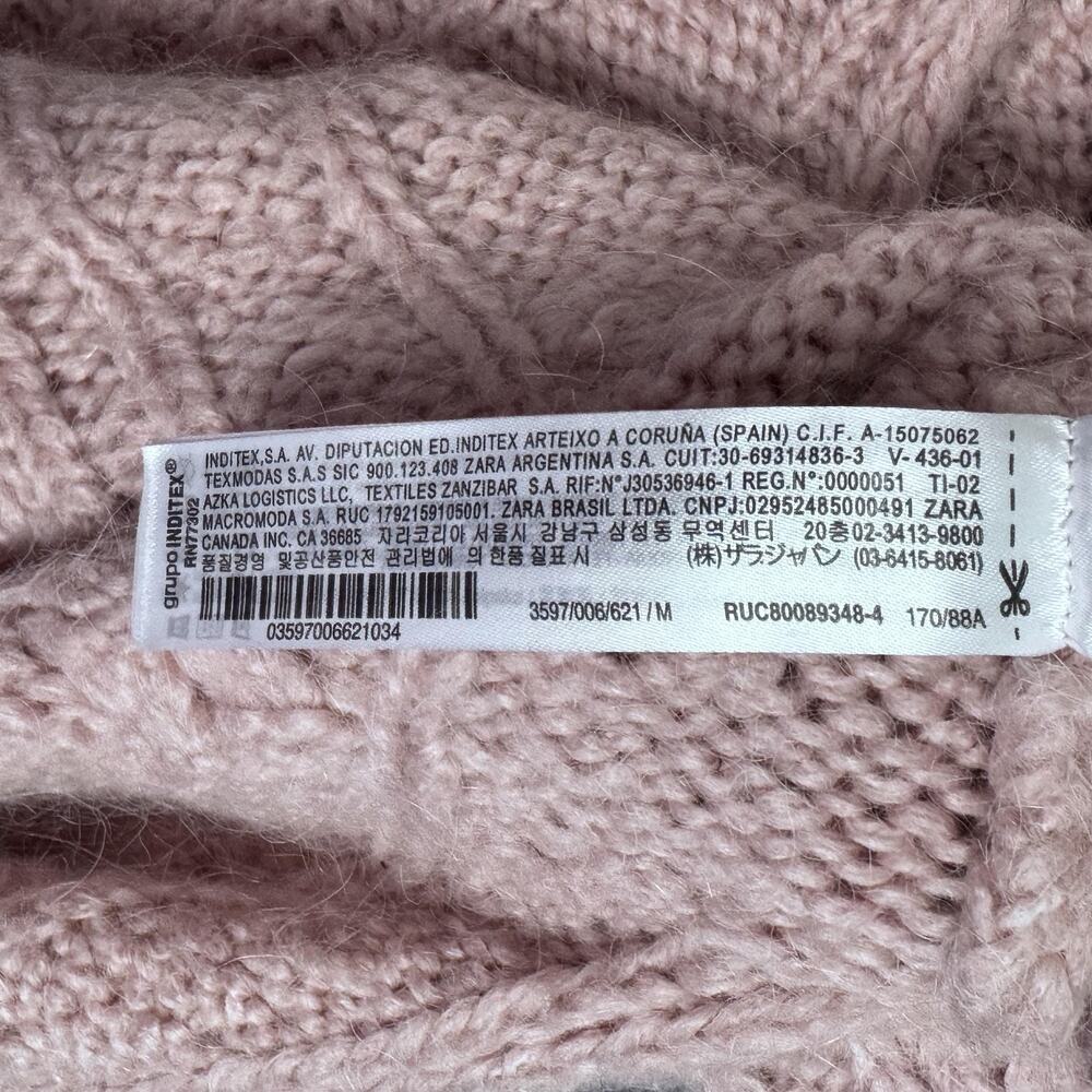 Zara Sweater Dress Womens Medium‎ Pink Cable Knit Sleeveless Alpaca Boho Preppy - Picture 14 of 16